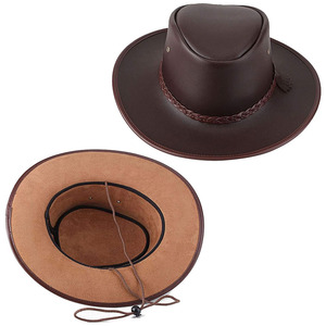 Sombrero de Vaquero Unisex Hecho de Cuero Genuino, Estilo de Moda, Logotipo Personalizado, Cómodo, Sombrero de Vaquero de Cuero Genuino de Alta Calidad - Product Image 2