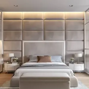 Modern lüks kadife yatak odası yumuşak başlık su geçirmez deri dekoratif döşemeli duvar panelleri ev otel dekorasyon için