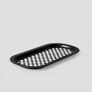 Plateau en métal rectangulaire en damier de 160x350mm plateau de service pour thé café plateau de service en bois nacre Style arabe - Product Image 2
