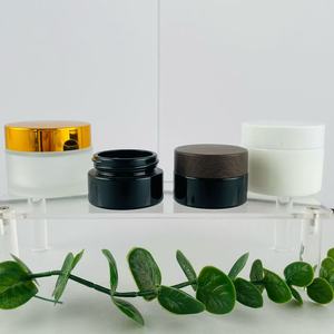 פרמיה יוקרתית 5 גרם 15 גרם 20 גרם 30 גרם 50 גרם 60 גרם 100 מ "ל מט זכוכית שחור בקבוק גוף חמאה צנצנת קרם עם ככפים לבנים - Product Image 2