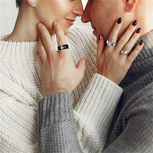 Vente directe usine : Bague en acier inoxydable électroplaqué de 8 mm de large, motif <span class=keywords><strong>dessin</strong></span> animé mignon, <span class=keywords><strong>visage</strong></span> souriant, marquage laser, style simple - Product Image 3