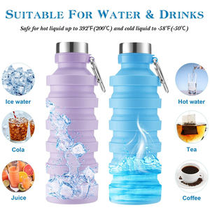 Botella de Agua Plegable de Silicona Ecológica con Logotipo Personalizado, Botella de Agua Deportiva Reutilizable y Plegable para Viajes - Product Image 3