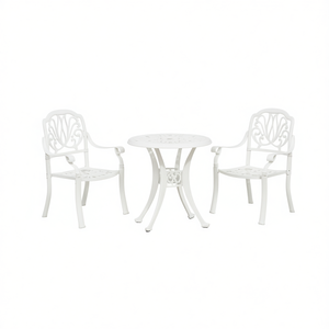 Ensemble bistrot en aluminium blanc, 2 places, mobilier de jardin extérieur, design traditionnel - Product Image 1