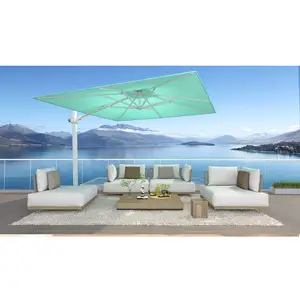 MIA 3m High-end Custom Square Outdoor Garden Parasols Patio Cantilever Umbrellas With Solar Lights For Hotel