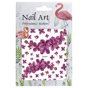 Amostra grátis Design de luxo Decoração Adesiva Beleza Clássico Nail Strips Manicure DIY Impressão 2D Flower Art Nail Decal Adesivos