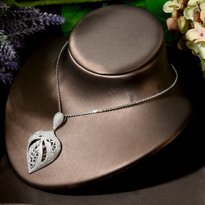 Hibide แฟชั่นหรูหราหยดน้ำ CZ zircon สร้อยคอแต่งงานต่างหูชุดเครื่องประดับสำหรับผู้หญิงสร้อยคอ N-1885ของผู้หญิงแอฟริกัน - Product Image 5