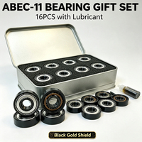 Roulements de patins à roulettes ABEC 11 Black Gold 608 7 billes haute vitesse en acier chromé titane, lot de 16
