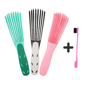 Excellent Quality Detangle Rubber, Hair Pick And Baby Hairbrush Set 8 Row Detangling Brush/