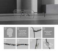 Lunettes de Lecture à Double Pont Noir Gris à Motif Carré Unisexe Durables et Confortables pour Affaires Décontractées, avec Étui en Métal