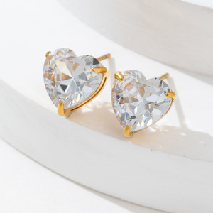 Модные оптовые серьги из нержавеющей стали с цирконами в форме сердца, инкрустированные крапановой закрепкой, высококачественные ювелирные изделия оптом 2026 года - Product Image 4
