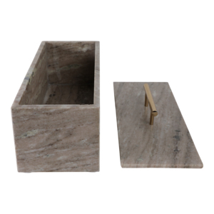 Scatola portaoggetti rettangolare in marmo con maniglia in metallo per decorazioni per la casa, portaoggetti per gioielli e ricordi - Product Image 3