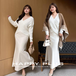 เดรสไหมพรมคอวีไขว้สำหรับผู้หญิง รุ่น Runqi เอวธรรมชาติ ความหนาปานกลาง ระบายอากาศได้ดี สไตล์พันรอบตัว ให้ลุคหรูหรา - Product Image 4