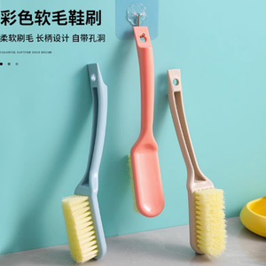 <b>Shoe</b> Brush <b>Soft</b> Nylon Bristle With Hanging Loop For Cleaning <b>Shoes</b> Household Use Beige Pink Blue - Product Image 2
