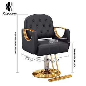 Fauteuil de Salon de Luxe en Cuir Noir avec Base en Acier Inoxydable Doré, Couleur Personnalisable, Chaise de Barbier Portable Pliable Hydraulique pour École - Product Image 6