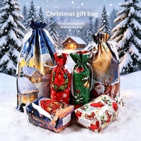 Sacs cadeaux de Noël en gros USA 2026 – Nouveaux sacs en plastique à cordon de serrage autoportants pour décorations et emballages cadeaux (vente transfrontalière)