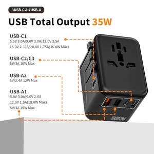 อะแดปเตอร์แปลงไฟแบบสากล 70W สำหรับเดินทางทั่วโลก พร้อมสายชาร์จแบบ Type C ที่สามารถยืดหดได้ - Product Image 2