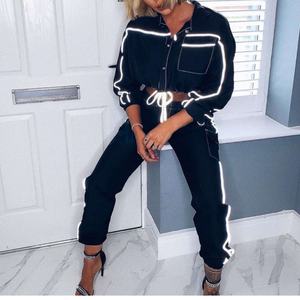 Vêtements de sport OEM en promotion avec bandes réfléchissantes 3M pour femmes, ensembles de survêtements en nylon - Product Image 4