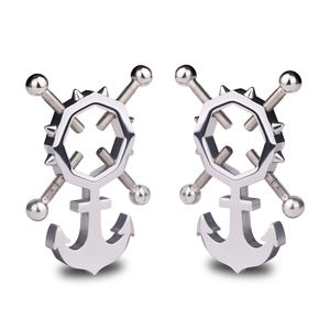 Penjepit Puting QKKQ Tanpa Tindik dengan Pengatur Sekrup, Dilengkapi Sabuk Kesucian, Pegangan Puting Model Setir, Stimulasi Berat 4 Titik - Product Image 1