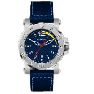 鍛造カーボンダイヤルウォッチを備えた新しい高品質のブルーレザーステンレススチールケース機械式自動時計 - Product Image 1