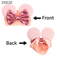 Serre-tête Turban Doux pour Bébé avec Oreilles de Minnie Adorables, Nœud Pailleté Couleur Bonbon, Oreilles de Souris Moelleuses, en Nylon, pour Nouveau-né Fille