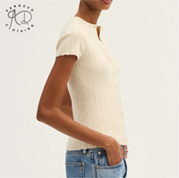 KD Strickwarenherstellung Maßgeschneiderte OEM ODM Designer Slim Fit Baumwolle Klassischer Knopf Kurzarm Damen Top Cardigan