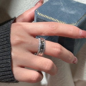 Bague en argent pur S925, fabrication CNC, style européen et américain, design simple et élégant, incrustation scintillante, design à bouche ouverte - Product Image 2