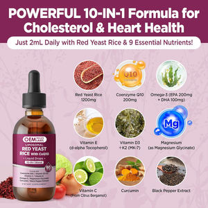 Липосомальные жидкие капли из красного риса с коэнзимом Q10 1200 мг, экстракт красного риса для снижения уровня холестерина с цитрусовым бергамотом - Product Image 3