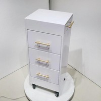 Chariot de coiffure mobile en bois avec roulettes et 3 tiroirs pour salon de beauté – Vente en gros
