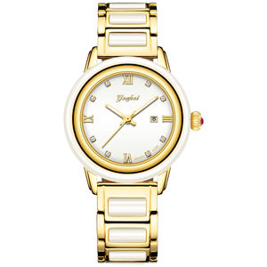 High Quality Luxury White Gold Diamond <b>Mechanical</b> Couple <b>Watches</b> Noble Design Natural White Jade Automatic <b>Watch</b> - Product Image 3