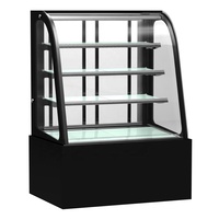 Réfrigérateur de présentation de gâteaux en verre à 4 niveaux sur mesure avec base en marbre noir et refroidissement direct