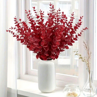Offre Spéciale : Feuilles d'Eucalyptus Artificielles Dorées Simples, Fleurs en Soie Écologiques pour Décoration Florale de Mariage