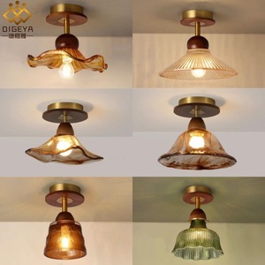 Lampe de plafond LED en verre style vintage américain et français, noyer noir, pour couloir, balcon, entrée, vestiaire, compatible avec le dropshipping Shopify - Product Image 5