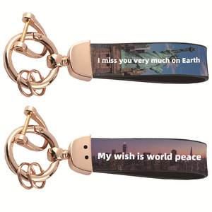 Nouveau porte-clés en cuir haut de gamme avec motif de citations d'amour, anti-perte, en métal, design personnalisé, vente en gros - Product Image 3