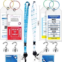 Ensemble d'étiquettes de bagages rétractables pratiques pour bateaux de croisière avec crochets magnétiques, porte-badge d'identification étanche – Essentiels pour les croisières