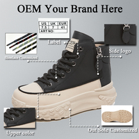 Baskets montantes épaisses en cuir PU pour femmes, style urbain, chaussures décontractées avec fermeture éclair latérale, chaussures de travail, légères et amorties