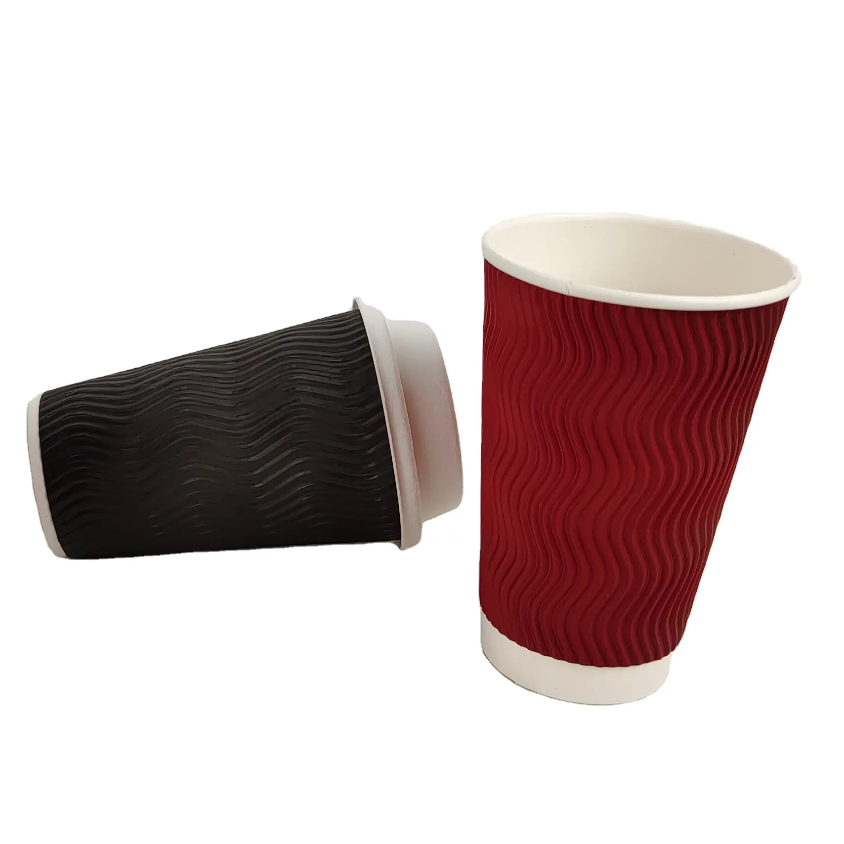 disposable paper cups with lids bleach 100% biodegradable waterproof Sugar cane pulp paper Cafe Latte manufacturer Black Coff