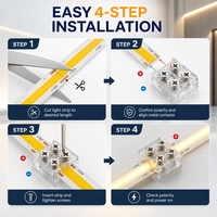 Lot de 25 connecteurs transparents sans soudure à 2 broches de 8 mm pour ruban LED, fixation par vis, joint sans interstice pour COB monocouleur
