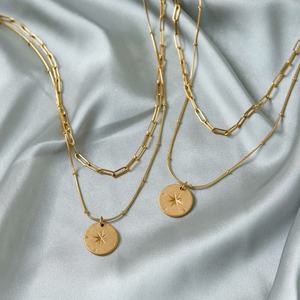 สร้อยคอผู้หญิง ดีไซน์สองชั้น ชุบทอง 18k สแตนเลสสตีลกันน้ำ ไม่หมอง พร้อมโลโก้สั่งทำพิเศษจากโรงงาน - Product Image 5