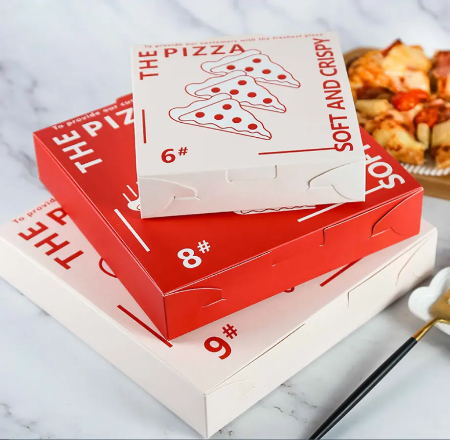 Box pizza Custom color with logo printed corrugated paper white kraft pizza boxes making machine