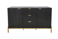 Buffet en bois de style européen moderne Cozy Castle avec étagères réglables, portes et tiroirs, personnalisable, pour salle à manger ou cuisine