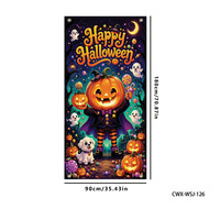 Bannière suspendue personnalisable pour porte d'entrée, décoration intérieure et extérieure, thème Halloween : Citrouille et Chat Noir