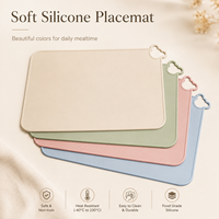Vente en gros de tapis de table pour bébé en silicone de qualité alimentaire sans BPA ni PVC, forme d'ours mignon, antidérapant, tapis de repas pour enfants