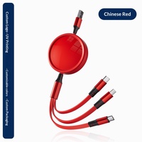 Kabel Data Retractable 3-in-1 untuk Konektor Micro Type-C Pengisian Cepat USB-A Termasuk Logo yang Dapat Disesuaikan Promosi