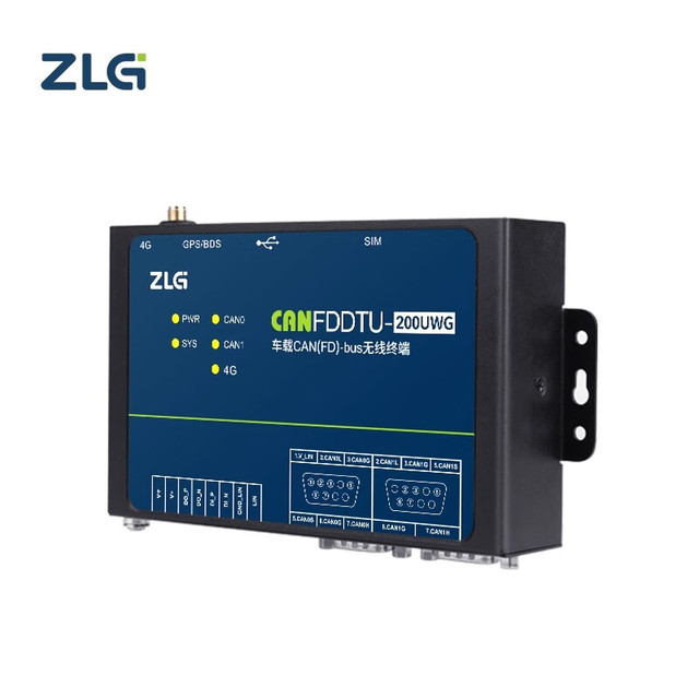 ZLG CANFDDTU-200UWG Vehicle CAN FD Bus Data Recorder 2-Channel 4G GPS Beidou Positioning for Automotive Rail Transit