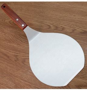 Stainless Steel Foldable Round Pizza Spatula With Wooden Handle Large Size for Cake Safe Transfer Metal <b>Baking</b> Tools - Product Image 2