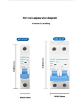 Disjoncteur miniature Chint NB1-63 en plastique pour usage domestique, 2P 3P 63A 32A, triphasé AC, capacité de coupure 6kA, 230V 50Hz, DIN