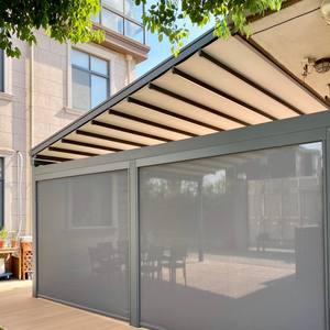 Auvent de toit de <span class=keywords><strong>pergola</strong></span> rétractable motorisé en aluminium Auvents de jardin en PVC imperméables avec voile d'ombrage Auvent pliant d'extérieur - Product Image 3
