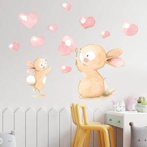Autocollant mural auto-adhésif pour chambre d'enfant, motif mère lapine et sa bulle d'amour, papier peint décoratif pour chambre d'enfant - Product Image 1