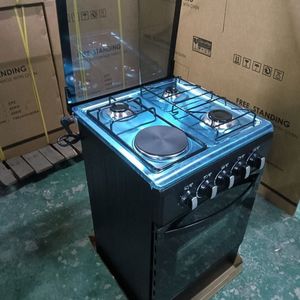 Cuisinière professionnelle 4 brûleurs avec <span class=keywords><strong>four</strong></span>, 4 plaques chauffantes, 3 gaz et 1 électrique, appareil de cuisine - Product Image 1