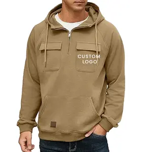 Thick Logo Golf Sweater Fleece Quarter Zip Pullover Half Zip Hoodie Sweatshirt For Men